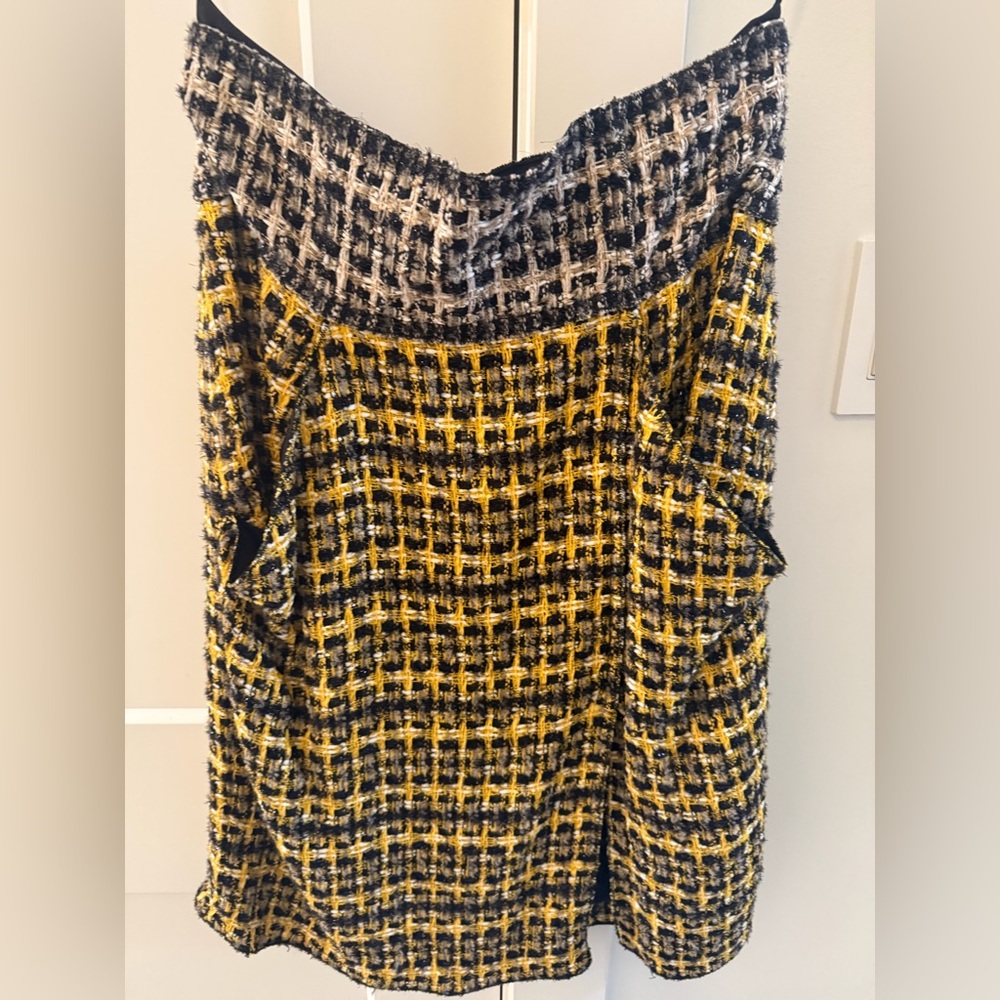 Oscar de la Renta Black and Yellow Tweed Skirt, NWT